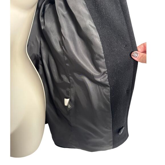 Anne Klein Wool Blend Button Front Pea Coat Jacket Black Size L - Picture 9 of 9